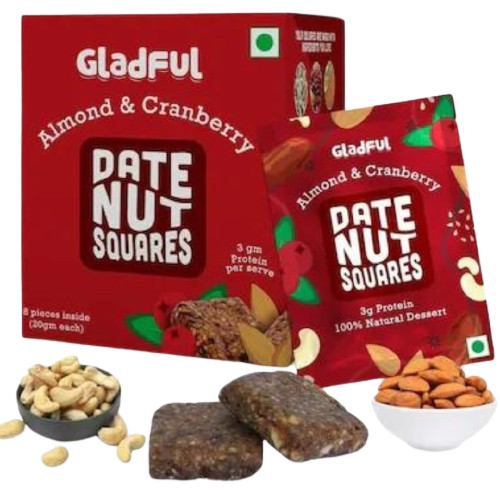 Gladful Almond Cranberry Date Nut Square